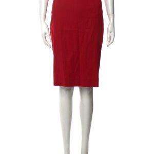 Dior Red Tailored Pencil Skirt